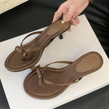 Xajzpa Summer Butterfly-knot Clip Toe Women Slippers Fashion Low Thin Heels Sandals Party Dress Flip Flops Shoes