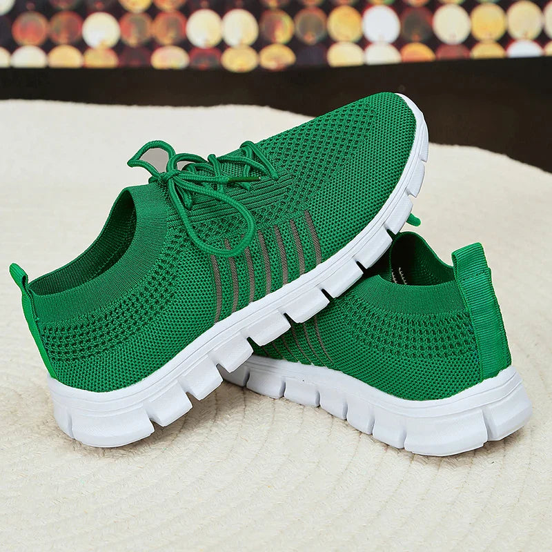 Xajzpa Mesh Breathable Soft Sole Sneakers Women Lightweight Non-Slip Running Walking Shoes Woman 2024 Spring Casual Lace Up Flats Shoes