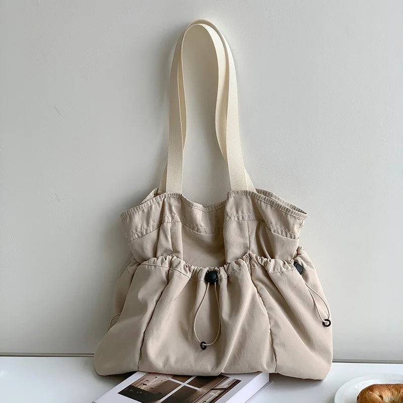 Xajzpa Comfortable Wearresistant Shoulder Bag Large Capacity Fashionable Versatile Nylon Tote Bag Student Class Simple Commuting Bag