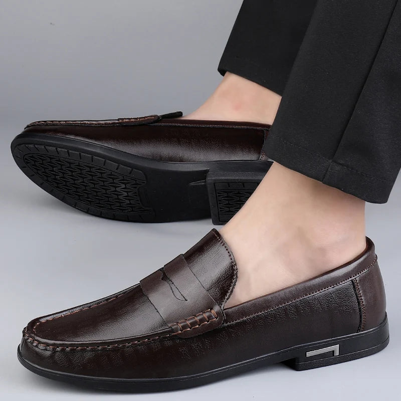 Xajzpa Genuine Leather Men Shoes Casual Men Loafers Breathable Office Formal Shoes Men Designer Slip on Driving Shoes Plus Size 38-46