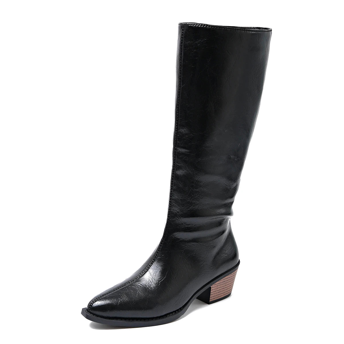 Xajzpa New Style Fashion Boots Women's Women's Boots Soft Leather High-heeled Knee Ins Tide Warm Snow Thick-heeled Shoes Zapatos Mujer