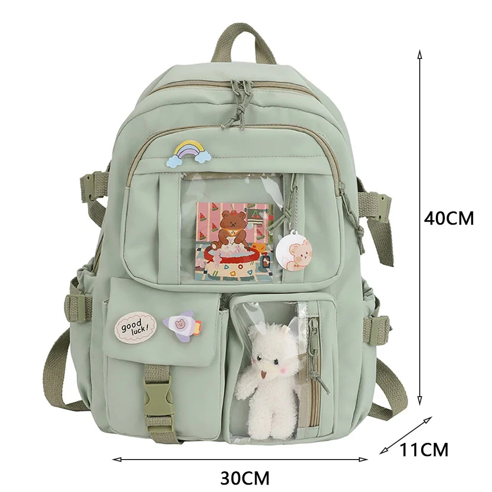 Xajzpa BACK TO SCHOOL Japanese Girls Aesthetic Backpack Cute School Bags For Student Teens Girls Pockets Kawaii Women Laptop Backpack Harajuku Mochila