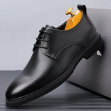 Xajzpa Size up formal leather shoes for men with lace Oxford wedding banquet office casual fashion breathable business shoes