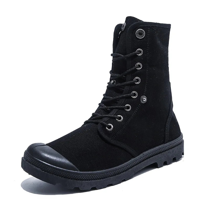 Xajzpa Men's Fashion Canvas Shoes Spring and Autumn Outdoor Shoes Thick-soled High-top Shoes Cuff Shoes Fashion Sports Shoes