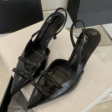 Xajzpa Spring Fashion Butterfly-knot Buckle Strap Women Pumps Sexy Pointed Toe Thin High Heels Party Wedding Shoes Zapatillas De Mujer