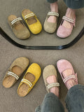 Xajzpa Flat Shoes Female Woman's Slippers Platform String Bead Slides Cover Toe 2025 Summer Soft  Shoes Women Cover Toe Slippers Flat P