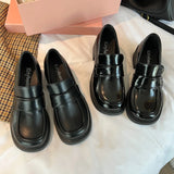 Xajzpa British Style Square Toe Shallow Mouth All-Match Winter Shoes Women Casual Female Sneakers Black Flats Ladies' Footwear Loafers