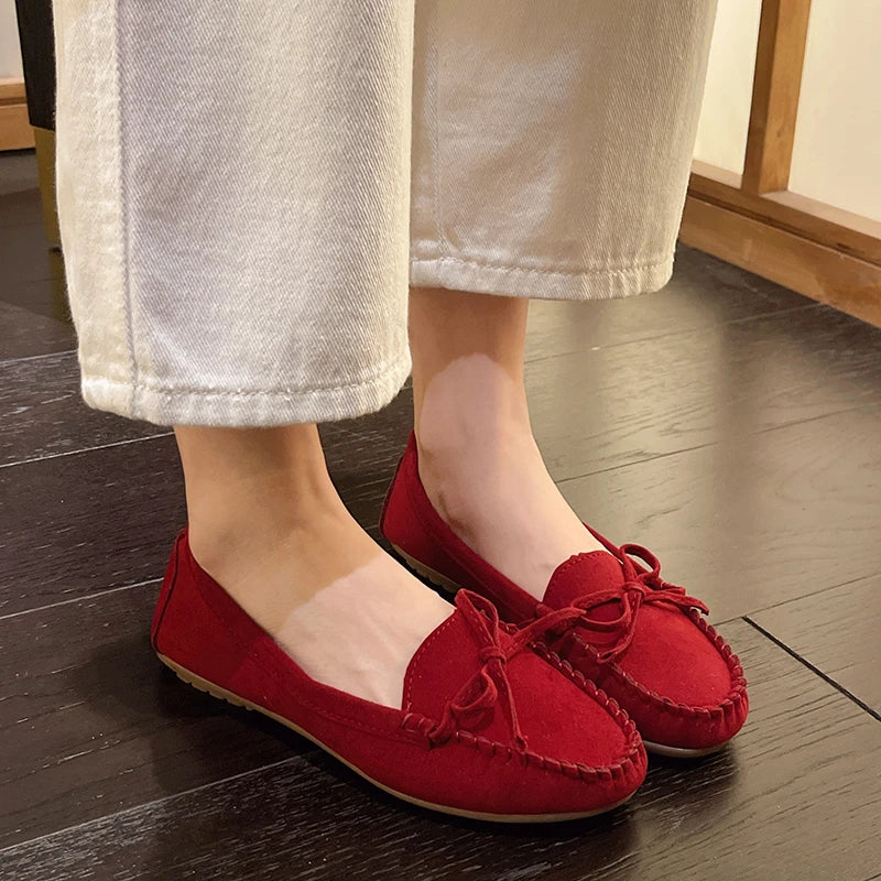 Xajzpa Woman Trend Fashion Casual Lofers Women's Flat Shoes Ladies Elegant Butterfly-Knot Comfortable Women Soft Classic Office Shoes