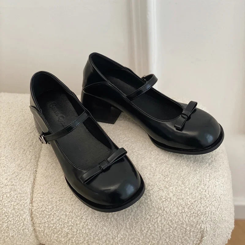 Xajzpa Spring Mary Jane Shoes Women's Elegant Low Heel Shoes Fashion Casual Buckle Single Shoes Ladies College Style Footwear