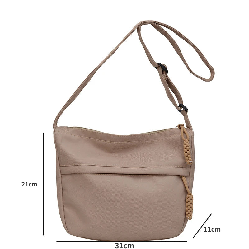 Xajzpa Korean Version Crossbody Shoulder Bag for Women's Commuting Small Cloth Bag Simple Nylon Shoulder Bag for Japanese Students