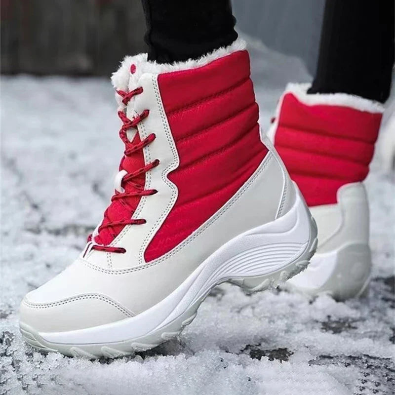 Xajzpa Women Boots Waterproof Heels Boots For Winter Tren Platform Ankle Boots Keep Warm Snow Shoes Plush Outdoor Short Boots