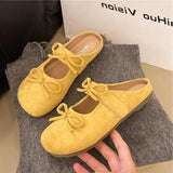 Xajzpa Shoes Ladies' Slippers Slipers Women Butterfly-Knot Cover Toe 2025 Summer Flat Mary Janes Butterfly-knot Slides Shoes Woman 2025