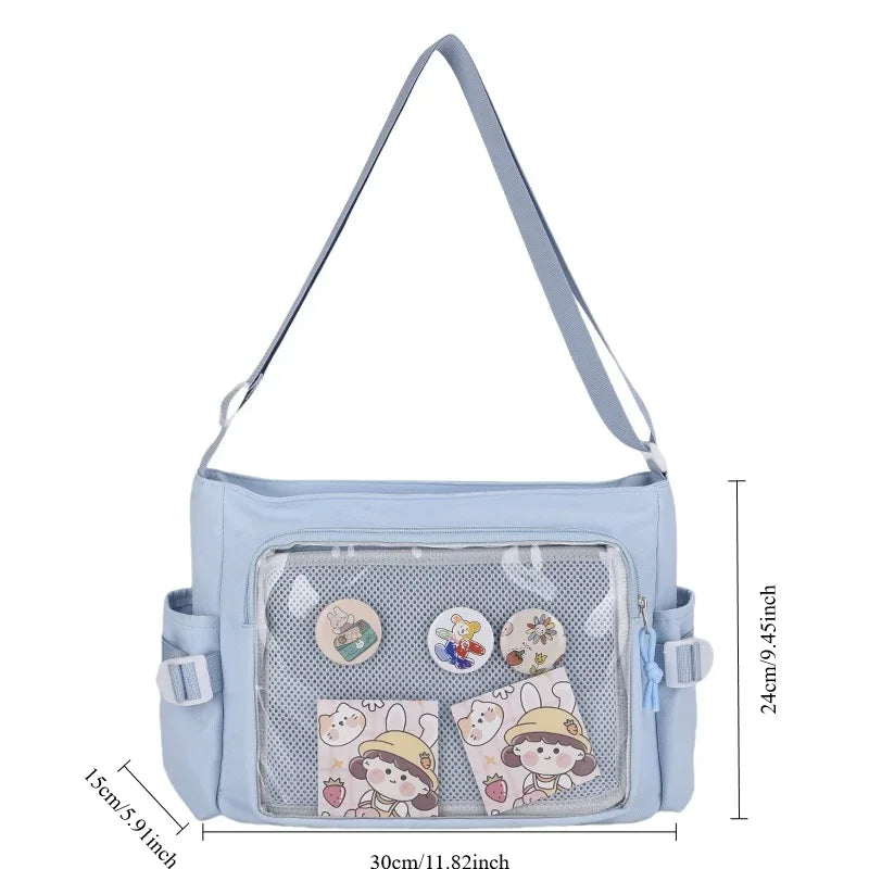 Xajzpa Preppy Style Candy Colour Cute Shoulder Bag Anime Expo Transparent Badge Display Messenger Bag Women Doll Itabag Crossbody Bag
