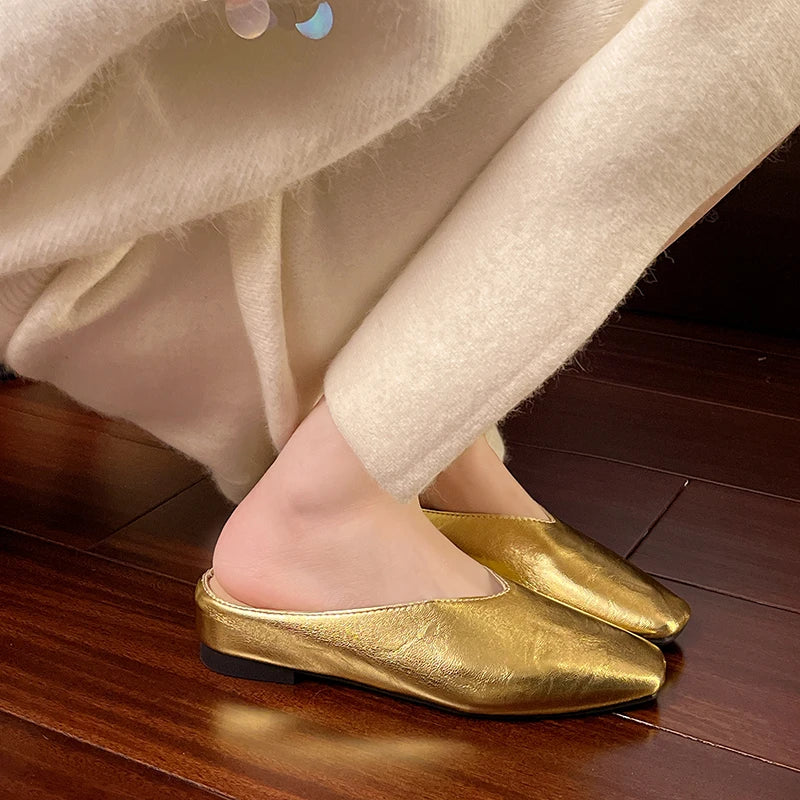Xajzpa Summers New Style Women Slippers Square Toe Elegant Sandals Women Luxury Designer Shoes Comfortable Slip on Slipper Slides Women