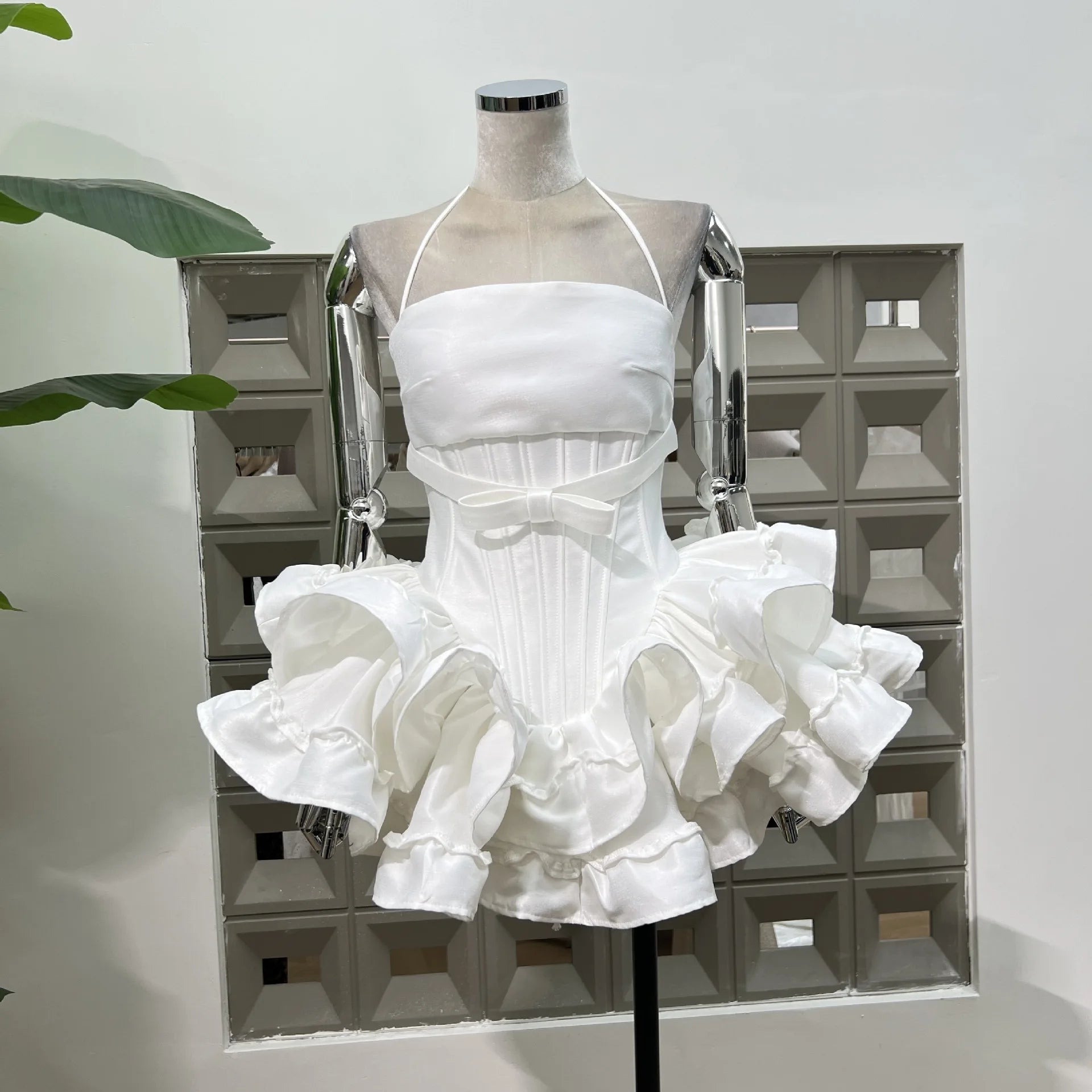 Xajzpa Fashion Solid Color Folds Dress Women's Strapless Fishbone Waist Retraction Dresses 2025 Summer New Tide