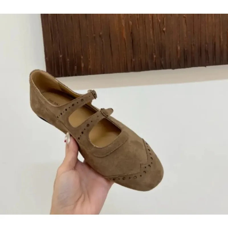 Xajzpa New Mary Janes Flats Shoes Ballet Casual Sneakers Women Sandals Loafers Trend Shallow Dress Suede Comfort Zapatos Mujer