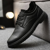 Xajzpa Fashionable men's casual leather shoes, outdoor sports hiking shoes, business soft soles, anti slip driving dad loafers