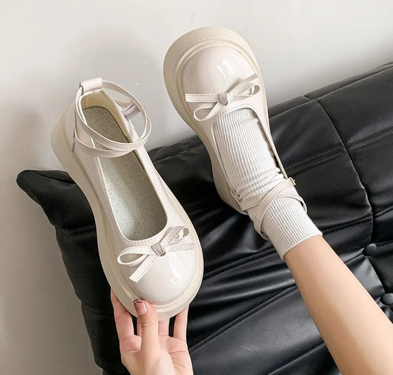 Xajzpa Women's spring summer new style shallow mouth thick sole temperament single shoe bow simple versatile casual women's shoes