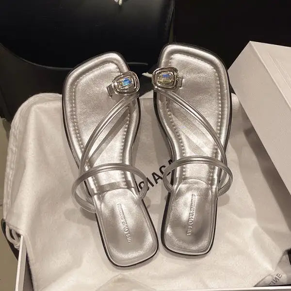 Xajzpa Rubber Flip Flops Flat Shoes Female Slippers Casual Slides Low Slipers Women Hawaiian Luxury Scandals Shoes Woman Slip