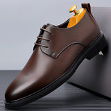 Xajzpa Size up formal leather shoes for men with lace Oxford wedding banquet office casual fashion breathable business shoes