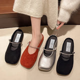 Xajzpa Shoes Slippers Flat Slipers Women Cover Toe Slides 2025 Mary Janes Female Shoes Ladies' Slippers Cover Toe Flat Mary Janes