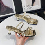 Xajzpa Shoes Ladies' Slippers Rubber Flip Flops Luxury Slides Slipers Women Thin Heels Square Toe Hawaiian Designer 2025 Glitter