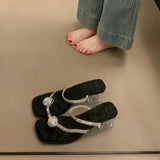 Xajzpa Shoes Slippers Heels Slipers Women Glitter Slides Fashion Rubber Flip Flops High Jelly Luxury Summer Hawaiian Crystal