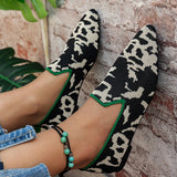 Xajzpa New Women Shoes Flat Knit Breathable Square Heel Fashionable Beautiful Princess Antiskid Rubber Sole Loafers Zapatos De Mujer