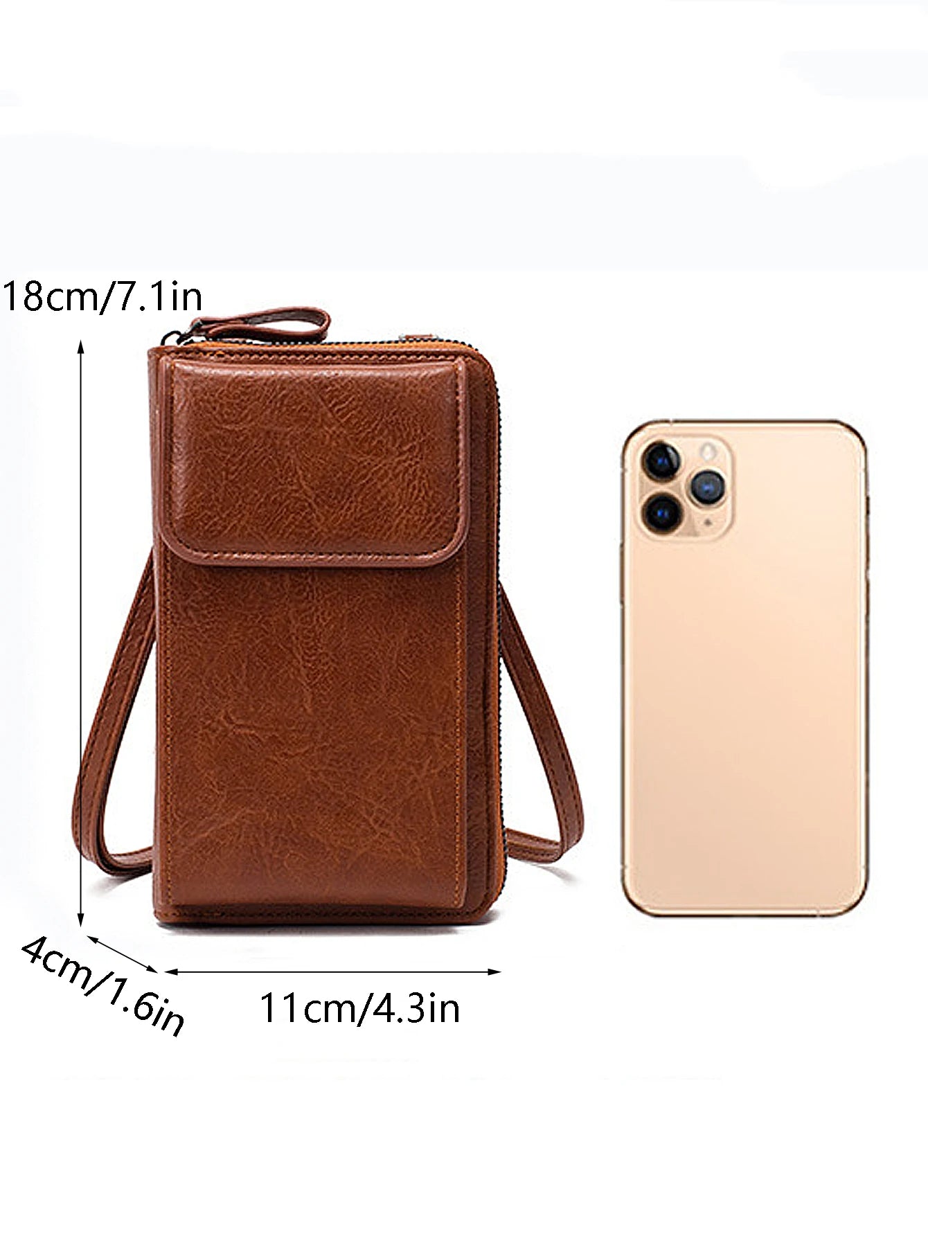 Xajzpa All-Match Zipper Shoulder Bag, Trendy Solid Color Phone Bag, Versatile Purse With Detachable Strap