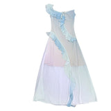 Xajzpa Fashion Irregular Pearl Dress Women's Sleeveless Lotus Leaf Edge Wrinkles A Line Dresses 2025 Summer New Tide