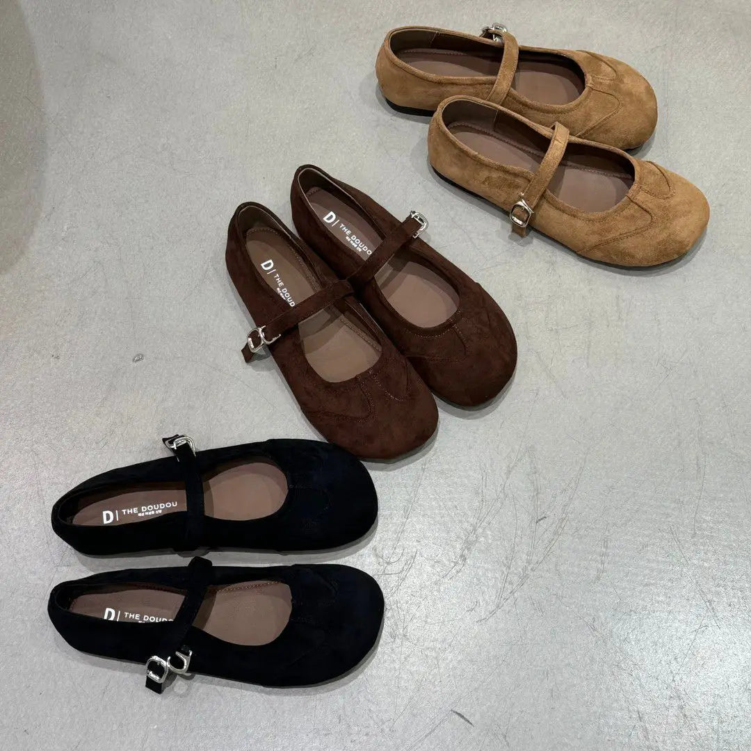 Xajzpa New Women Flats Soft Leather Eelgant Dress Shoes Spring Brand New Round Toe Shallow Slip on Ladies Casual Ballet Shoes
