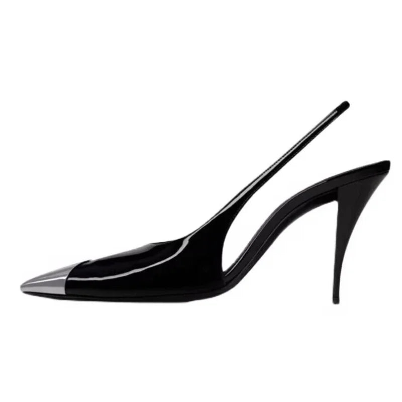 Xajzpa 6CM 9CM Thin Heels Women Pumps Patent Leather Sexy Party Prom Slip-On Spring Sandals Mules Shoes