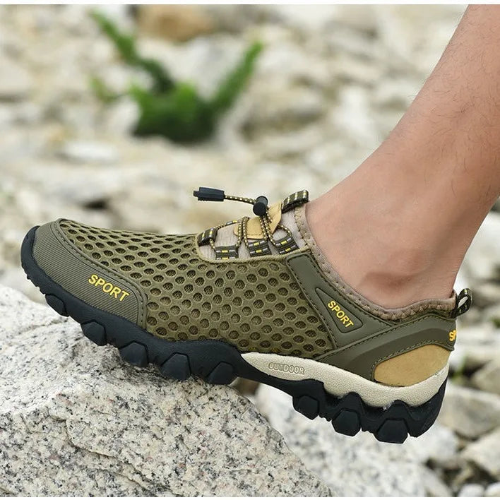 Xajzpa Men Casual Tennis Sneakers Summer Fashion Breathable Mesh Shoes Mens Non-Slip Hiking Shoes Sneaker for Men Climbing Trekking