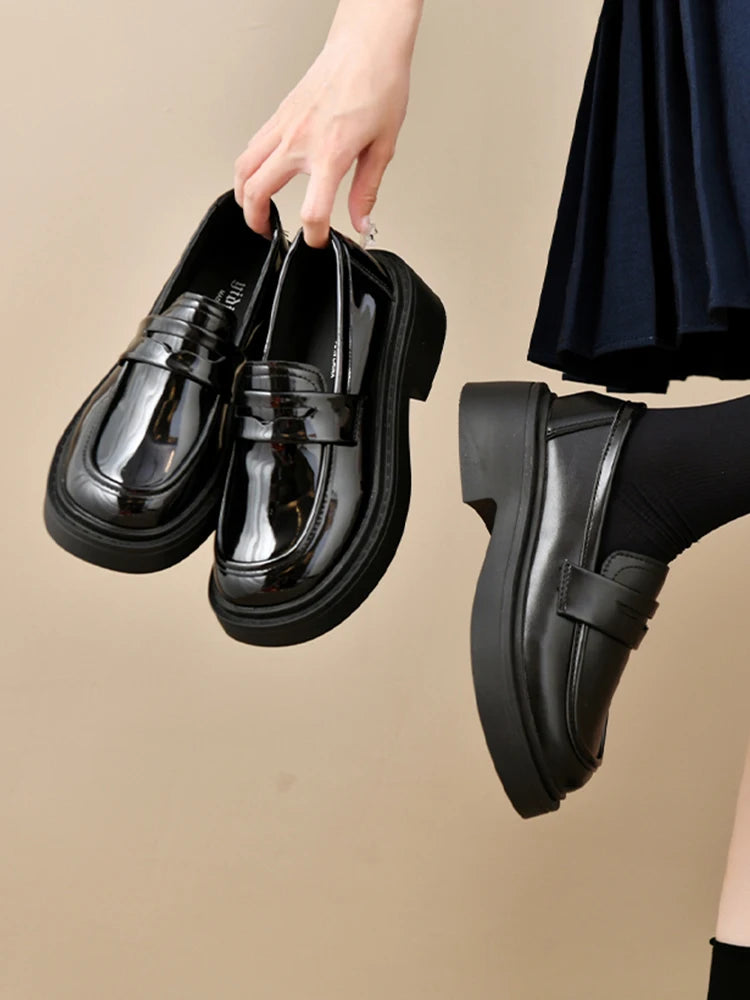 Xajzpa Summer Shoes Ladies Female Footwear Oxfords Women's Round Toe Shallow Mouth Loafers With Fur Clogs Platform Casual Sneaker Briti