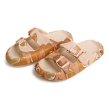 Xajzpa Low Leopard Shoes Slippers Women Summer Big Size Platform Slides Pantofle 2025 PU Fabric Buckle Strap Rome Rubber Hoof Heels
