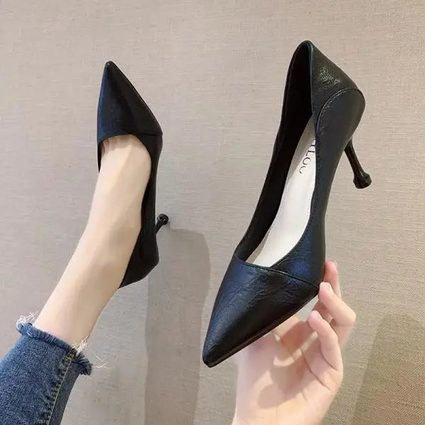 Xajzpa Gold  Heels Women's Shoes with Spikes 2025 Sandals Ladies Slip On Work Dress Professional Shallow Mouth Brief Pumps Lace-Up Poin