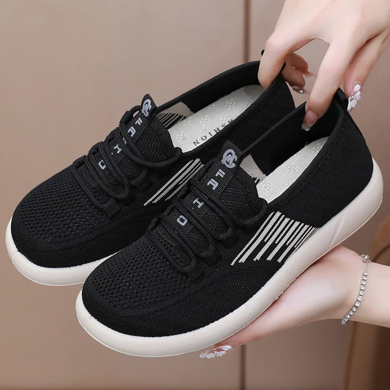 Xajzpa 2025 Summer New Women's Traditional Cloth Shoes High Elastic Knitted Casual Walking Shoes Lightweight Travel Footwea