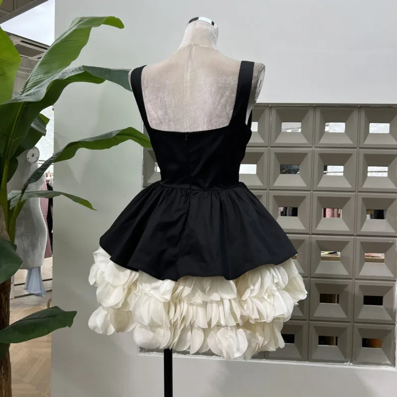 Xajzpa Fashion Patchwork Dress Women's Square Collar Sleeveless Casual A Line Dresses 2025 Summer New Tide