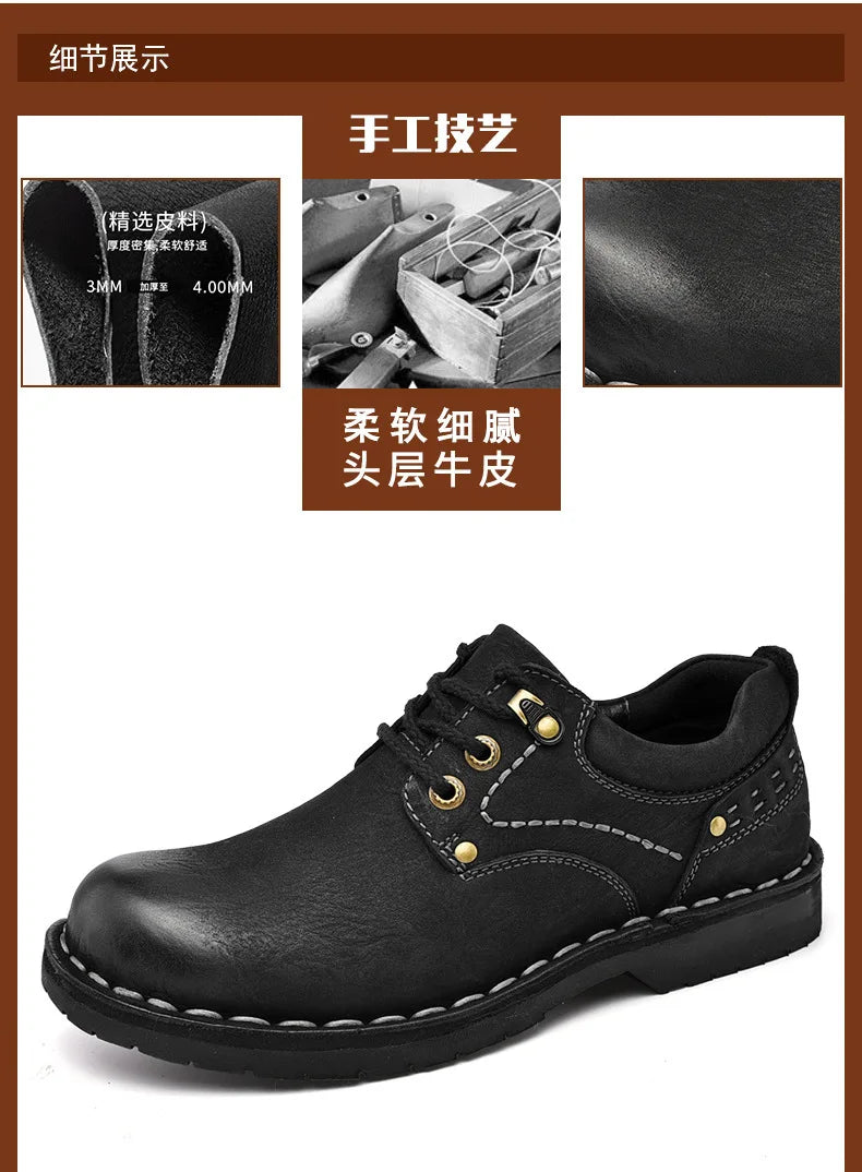 Xajzpa Men Genuine Leather Vintage Loafers Casual Shoes Mens Breathable Driving Flats Fashion Sewing Men Leisure Shoes Sneakers