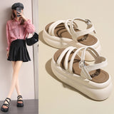 Xajzpa Clogs With Heel Female Sandal Summer Comfort Shoes for Women Buckle Strap Increasing Height All-Match Thick Girls Gladiator