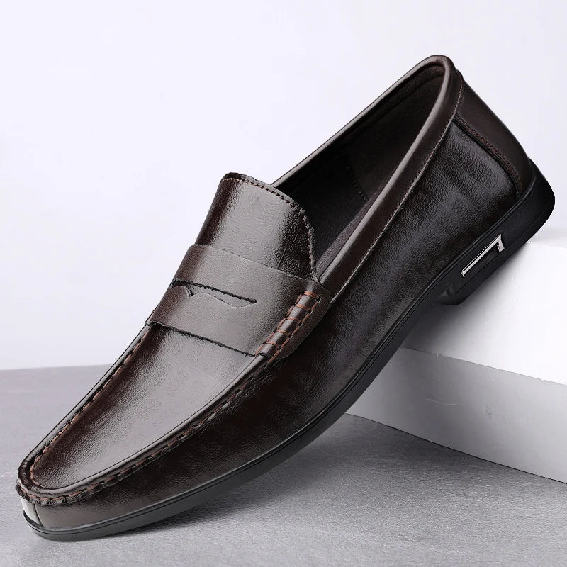 Xajzpa Genuine Leather Men Shoes Casual Men Loafers Breathable Office Formal Shoes Men Designer Slip on Driving Shoes Plus Size 38-46