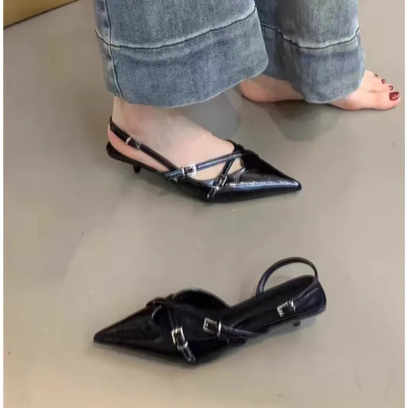 Xajzpa Elegant Party Dress Shoes for Women Sandals Women's Pointed Toe Heels Designer Stripper Shoe Talon Low Heels Pumps Zapatos