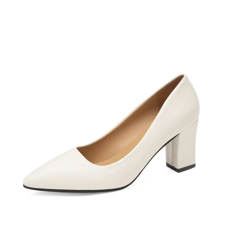 Xajzpa New High Heel Shoes Pointed Shallow Patent Leather High Heels Fashion Elegant Shoes Women Thin Heel Platform Work Shoes Pumps