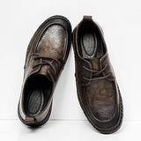 Xajzpa 2025 Brown Suede Derby Shoes Men's Thick Sole Lace-Up Casual Blue Suede Leather Dress Shoes Office High Quality Leather Shoes