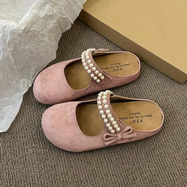 Xajzpa Flat Shoes Female Woman's Slippers Platform String Bead Slides Cover Toe 2025 Summer Soft  Shoes Women Cover Toe Slippers Flat P