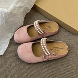 Xajzpa Flat Shoes Female Woman's Slippers Platform String Bead Slides Cover Toe 2025 Summer Soft  Shoes Women Cover Toe Slippers Flat P