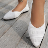 Xajzpa New Women's Pointed Toe Flat Shoes Solid Color Knitted Slip on Ladies Shoes Casual Breathable Ballet Women Flat Shoes Loafers