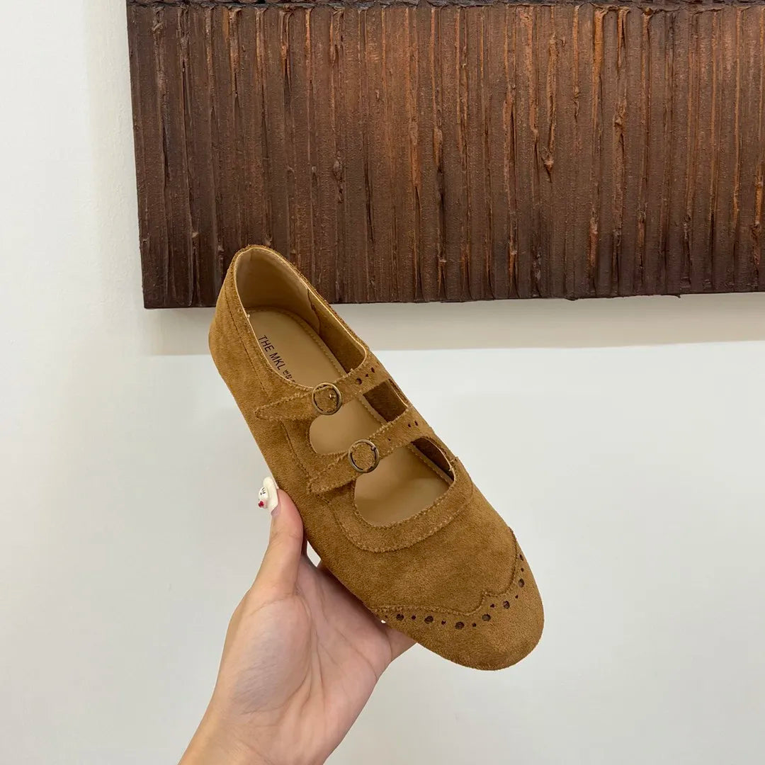 Xajzpa New Mary Janes Flats Shoes Ballet Casual Sneakers Women Sandals Loafers Trend Shallow Dress Suede Comfort Zapatos Mujer