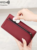Xajzpa Minimalist RFID Ultra-thin Women's Long Wallet PUdouble Folding Wallet Multifunctional Women's Coin Credit Card Bag Hand-held Bag