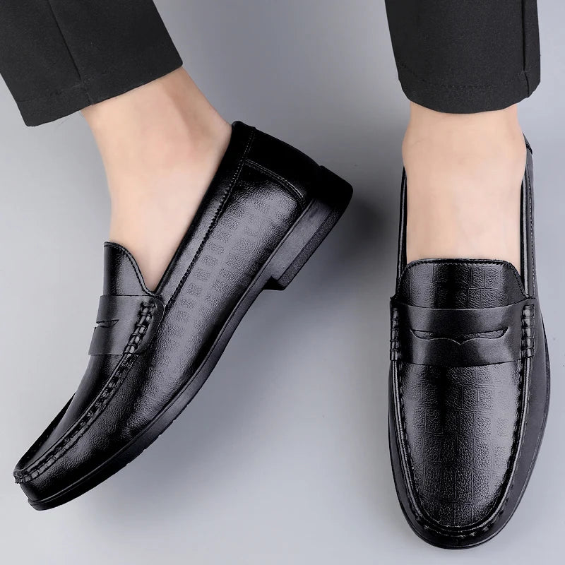 Xajzpa Genuine Leather Men Shoes Casual Men Loafers Breathable Office Formal Shoes Men Designer Slip on Driving Shoes Plus Size 38-46